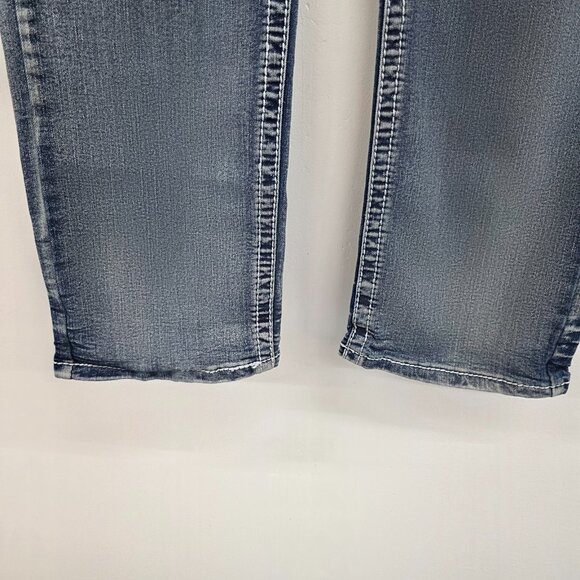 TrueLuck Mens 32x30 Straight Leg Jeans Blue Medium Wash Casual Denim Pants - Picture 4 of 14